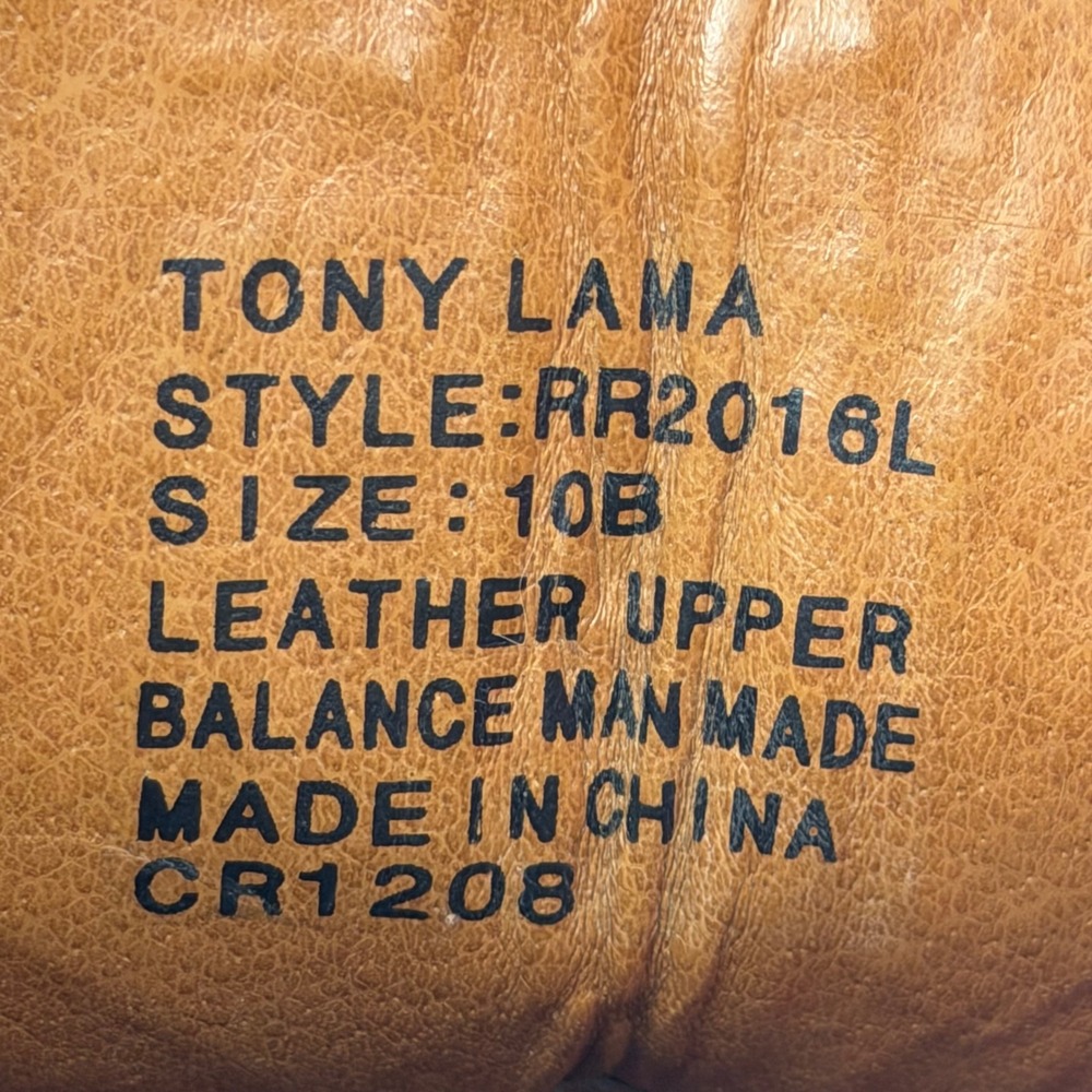 Tony Lama 3R Brown Leather Embroidered Square Toe Western Boots RR2016L Mens 10B - Picture 6 of 16